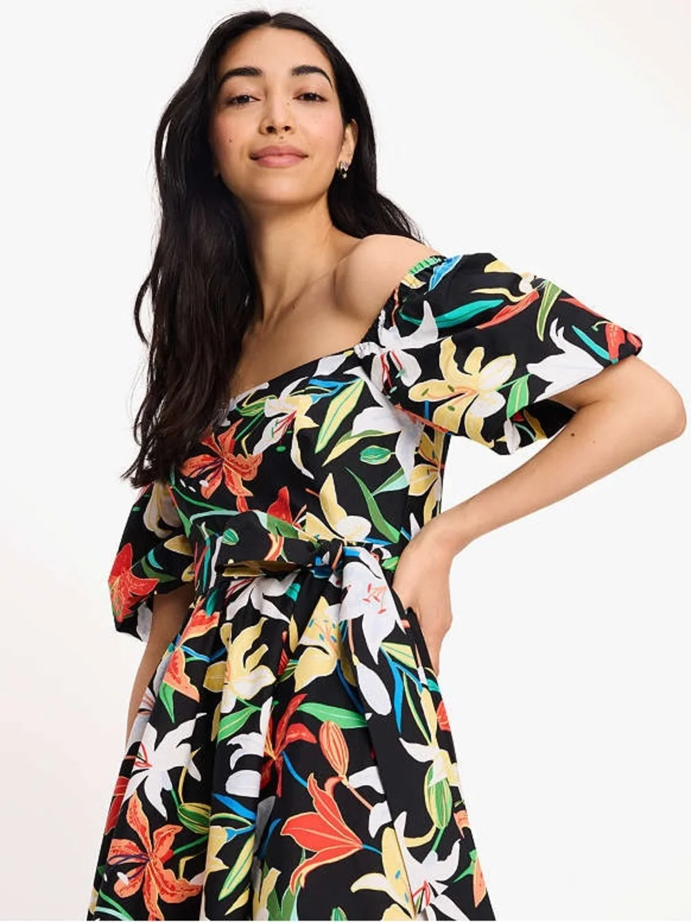 NWT Kate Spade Summer Lillies Off the Shoulder Floral Dress L